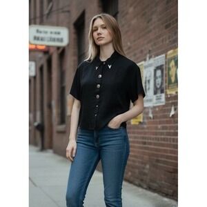 🔥1993 Candy Coated 🖤WesternConcho Hardware Goth Shoulder Pad Cowboy Grunge Top